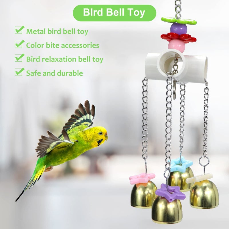 Litewoo Bird Stainless Steel Bell Toys, Safe and Stable Hanging Spoons Pipe Chew Bite Toyï¼ˆAï¼‰ - Image 3